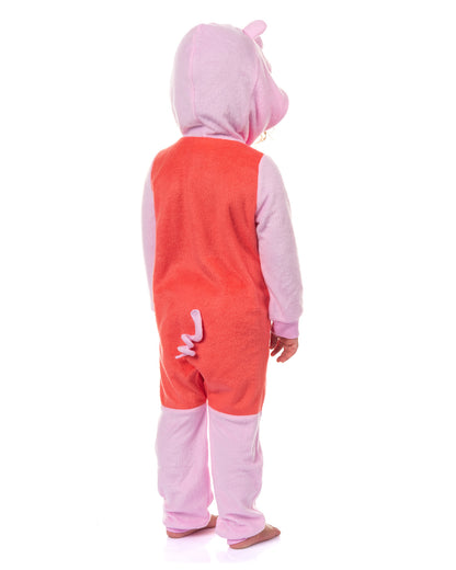 Peppa Pig Union Suit Toddler Girls' Full Zip Hooded Pajamas (3T)