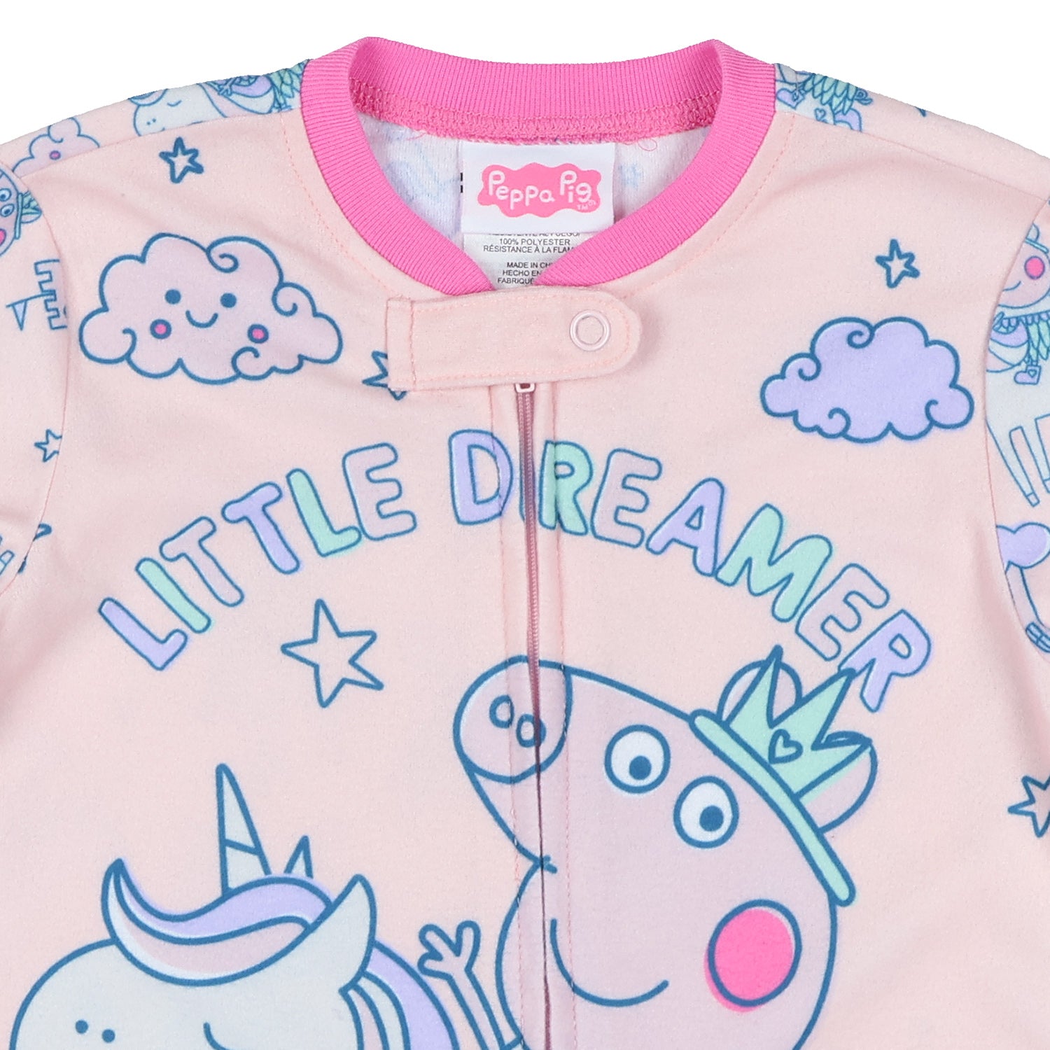 Peppa Pig Pajamas Little Dreamer Toddler Girls' Zip Front Footless Sleeper