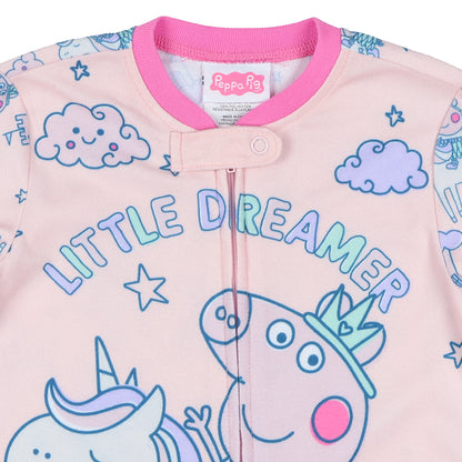 Peppa Pig Pajamas Little Dreamer Toddler Girls' Zip Front Footless Sleeper