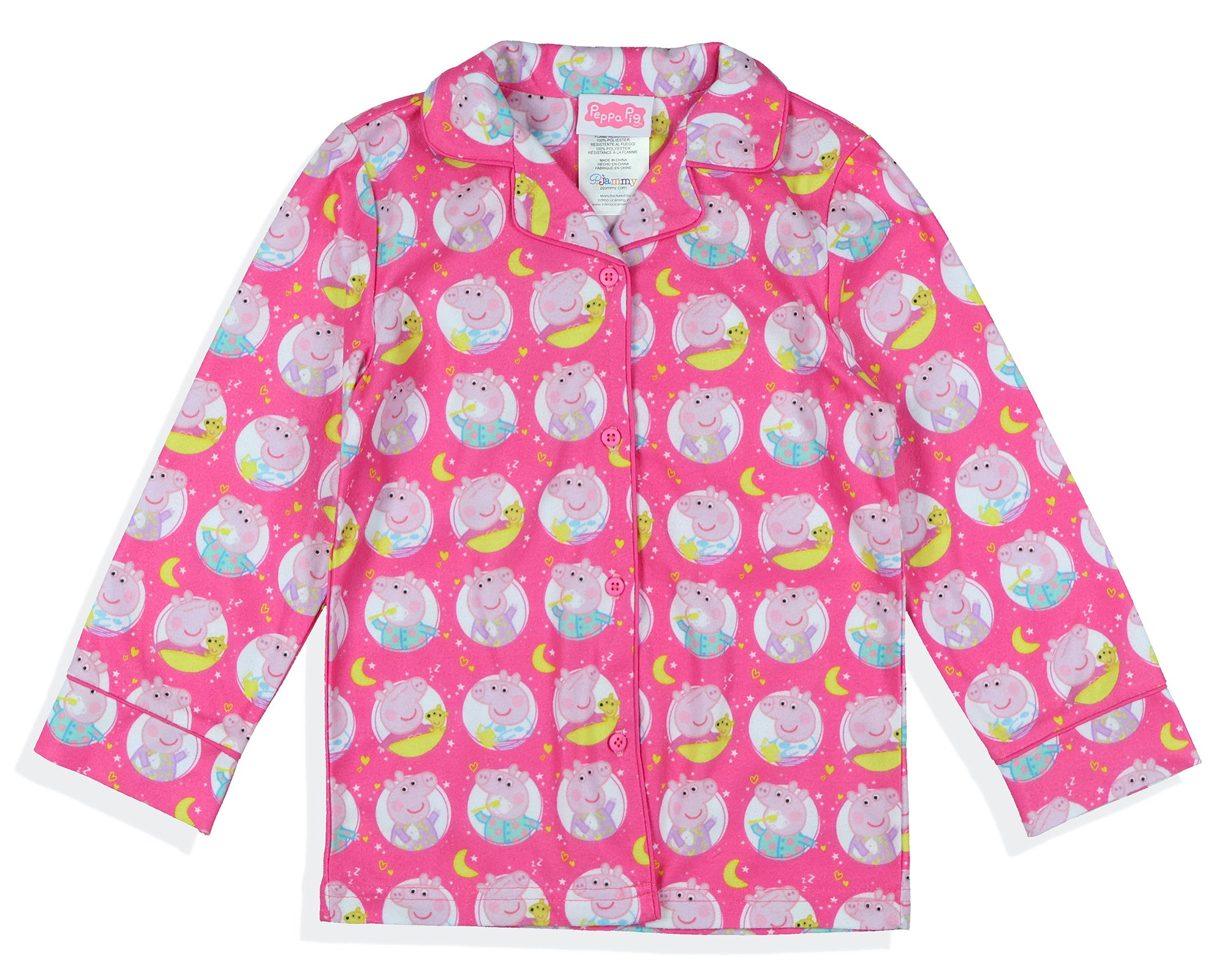 Peppa Pig Pajamas Toddler Girls' Time For Bed Long Sleeve Coat Pajama Set