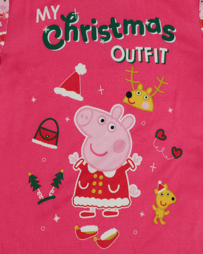 Peppa Pig Pajamas Toddler Girls Christmas Outfit Tight Fit Sleep Set (3T)