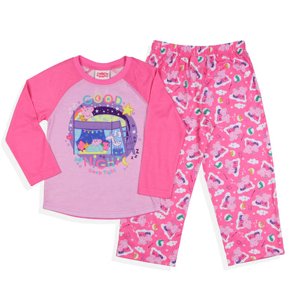 Peppa Pig Pajamas Toddler Girls Good Night Long Sleeve Pant Sleep Set