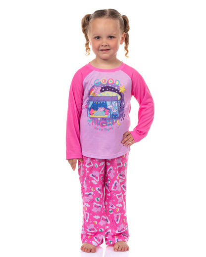 Peppa Pig Pajamas Toddler Girls Good Night Long Sleeve Pant Sleep Set (3T)
