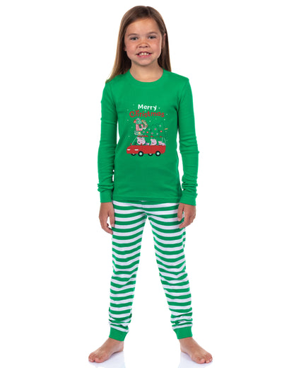 Peppa Pig Matching Family Pajamas Merry Christmas Holiday Fun Shirt and Pant Tight Fit Set