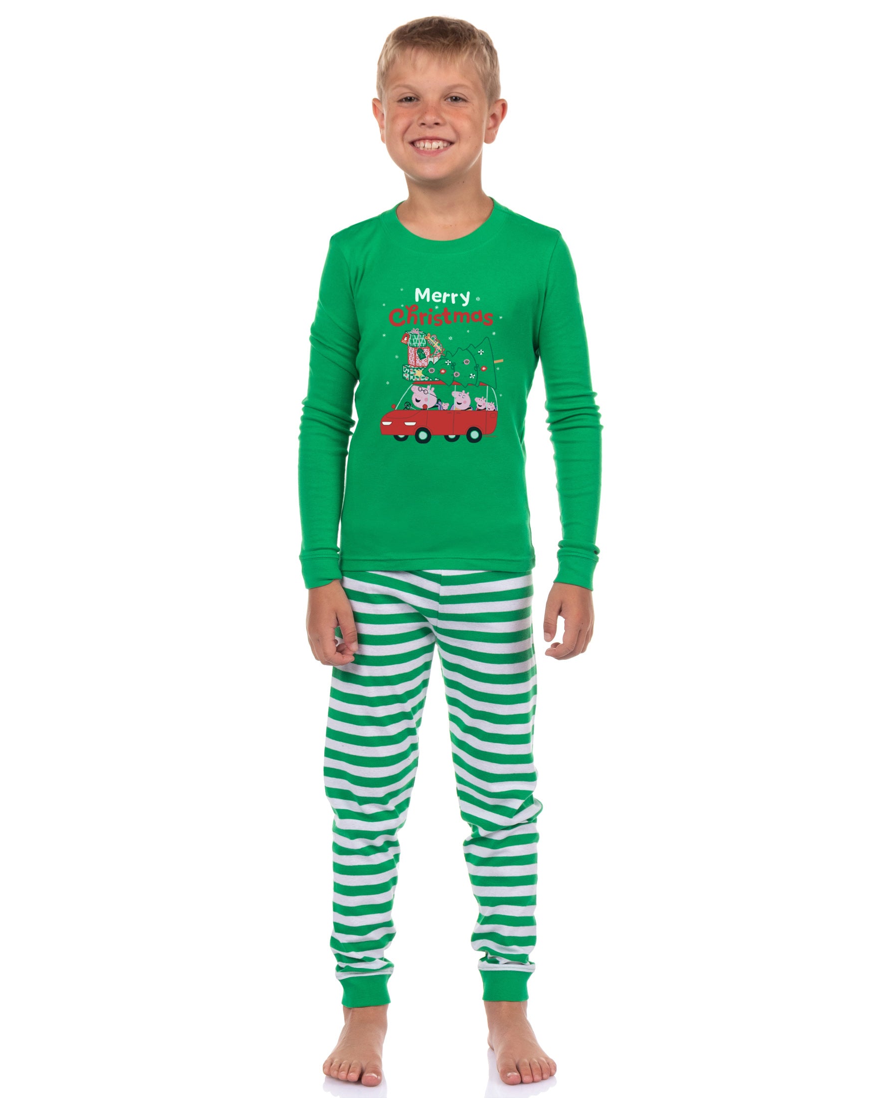 Peppa Pig Matching Family Pajamas Merry Christmas Holiday Fun Shirt and Pant Tight Fit Set