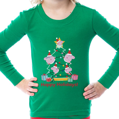 Peppa Pig Toddler Pajamas Christmas Happy Holidays! Shirt and Pant Tight Fit Set