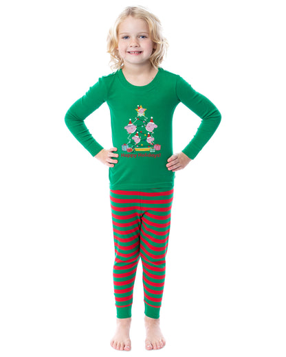Peppa Pig Toddler Pajamas Christmas Happy Holidays! Shirt and Pant Tight Fit Set