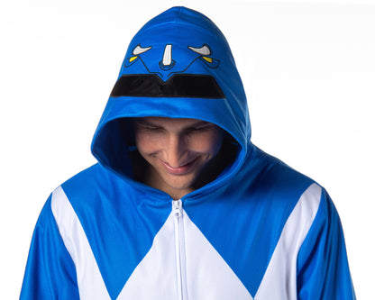 Power Rangers Adult Union Suit Costume One Piece Pajamas For Men and Women (Blue, XXS/XS)