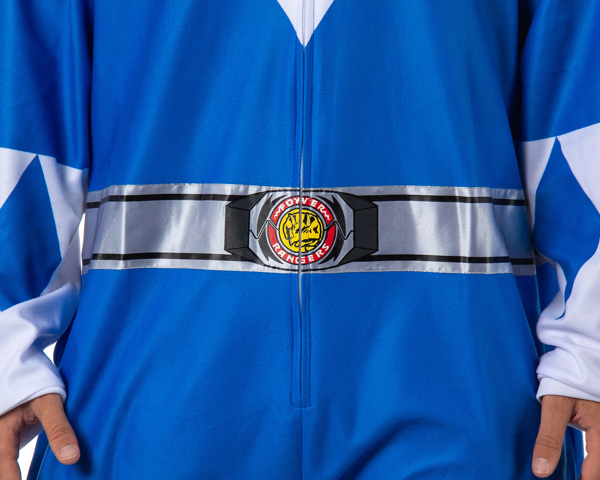 Power Rangers Adult Union Suit Costume One Piece Pajamas For Men and Women (Blue, XXS/XS)