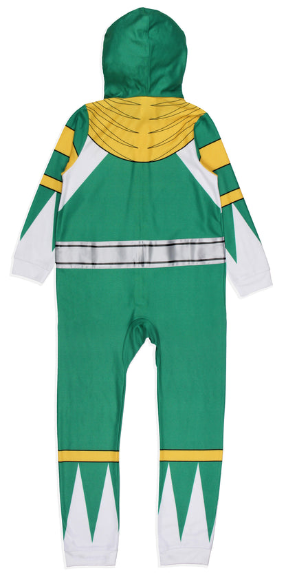 Mighty Morphin Power Rangers Kids All Character Union Suit Pajama (Green, 18/20)