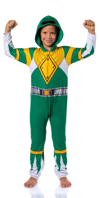 Mighty Morphin Power Rangers Kids All Character Union Suit Pajama (Green, 18/20)