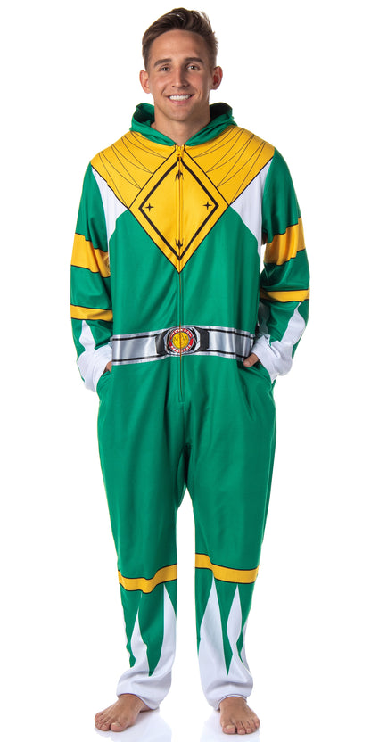 Power Rangers Adult Union Suit Costume One Piece Pajamas For Men and Women (Green, XXS/XS)