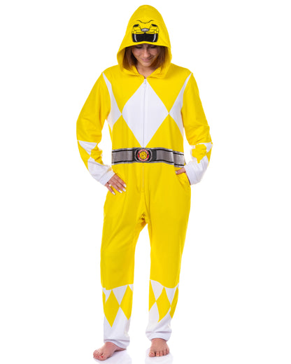 Power Rangers Womens' Character Union Suit Costume Pajama (Yellow, XXS/XS)