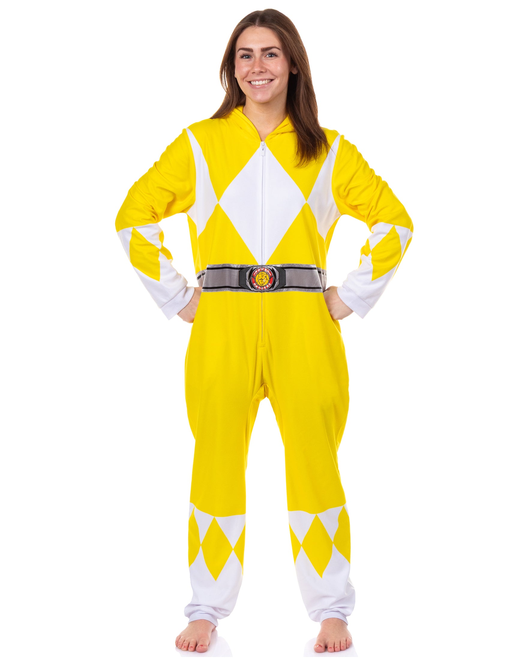 Power Rangers Womens' Character Union Suit Costume Pajama (Yellow, L/XL)