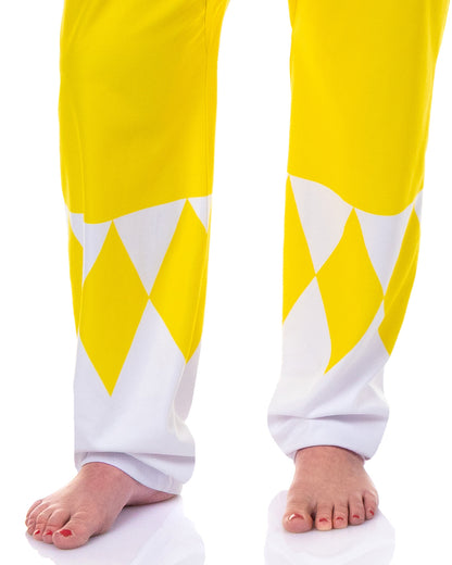 Power Rangers Womens' Character Union Suit Costume Pajama (Yellow, S/M)