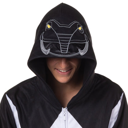 Power Rangers Men's Character Union Suit Costume Pajama (Black, L/XL)