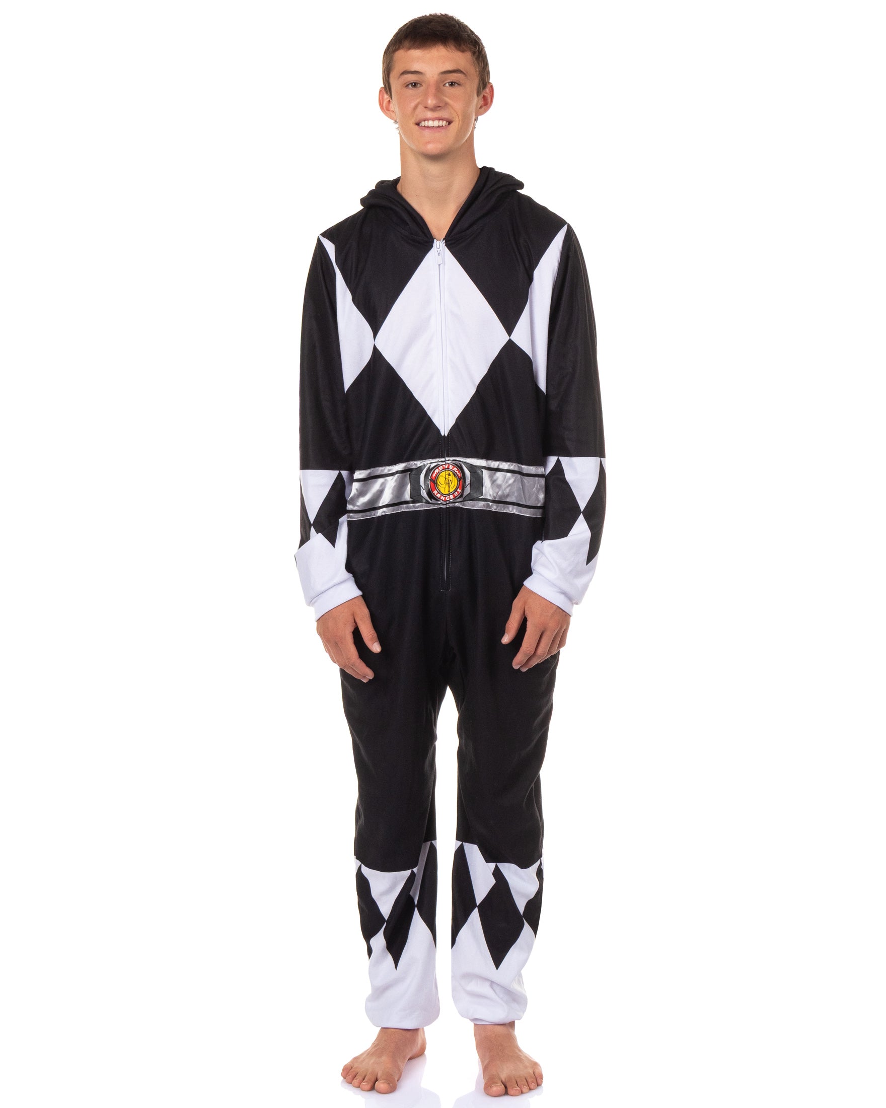 Power Rangers Men's Character Union Suit Costume Pajama (Black, L/XL)