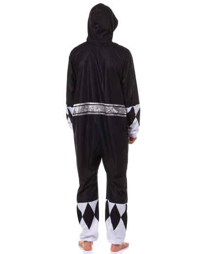 Power Rangers Men's Character Union Suit Costume Pajama (Black, XXL/XXXL)