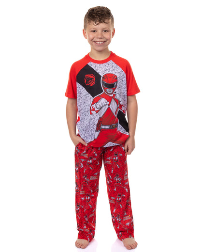 Power Rangers Pajamas Boys' Short Sleeve and Pant Sleep Set (Red, 14/16)