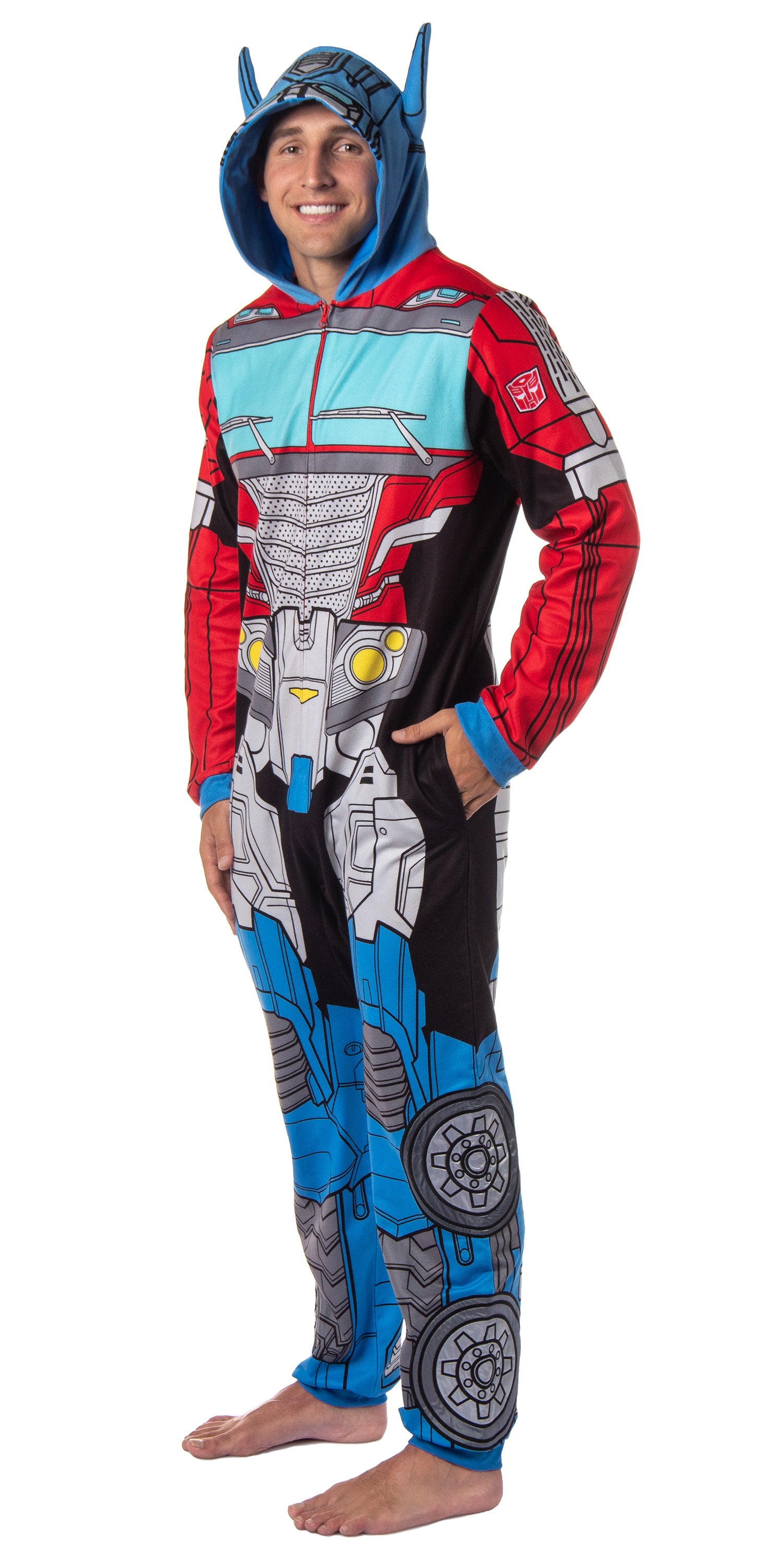 Transformers Men's Retro Character Union Suit One Piece Costume Pajama Outfit Optimus Prime Bumblebee