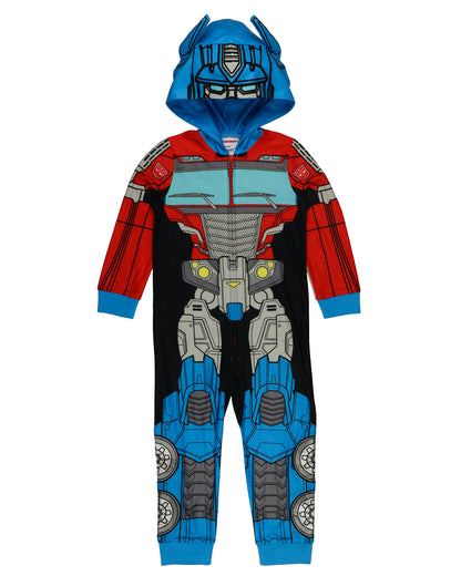 Transformers Union Suit Toddler Boys' Footless Hooded Pajama (Optimus, 4T)