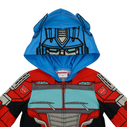 Transformers Union Suit Toddler Boys' Footless Hooded Pajama (Optimus, 4T)