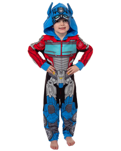 Transformers Union Suit Toddler Boys' Footless Hooded Pajama (Optimus, 4T)