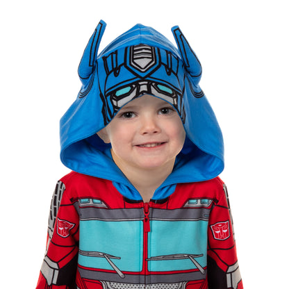 Transformers Union Suit Toddler Boys' Footless Hooded Pajama (Optimus, 4T)