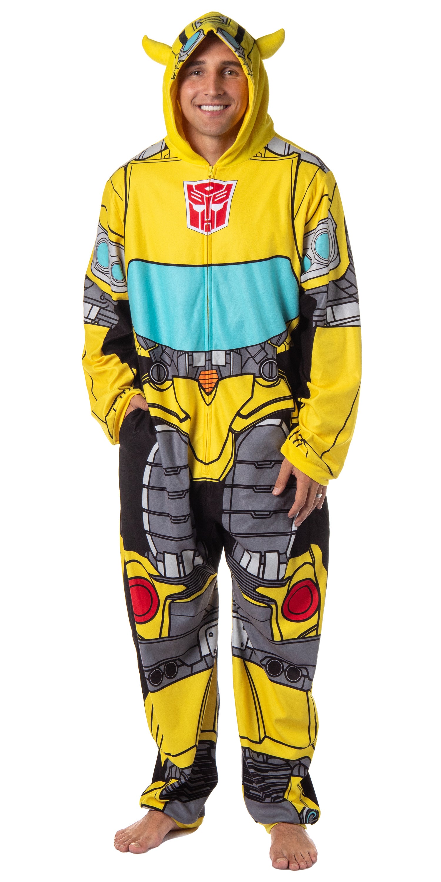 Transformers Men's Retro Character Union Suit One Piece Costume Pajama Outfit Optimus Prime Bumblebee