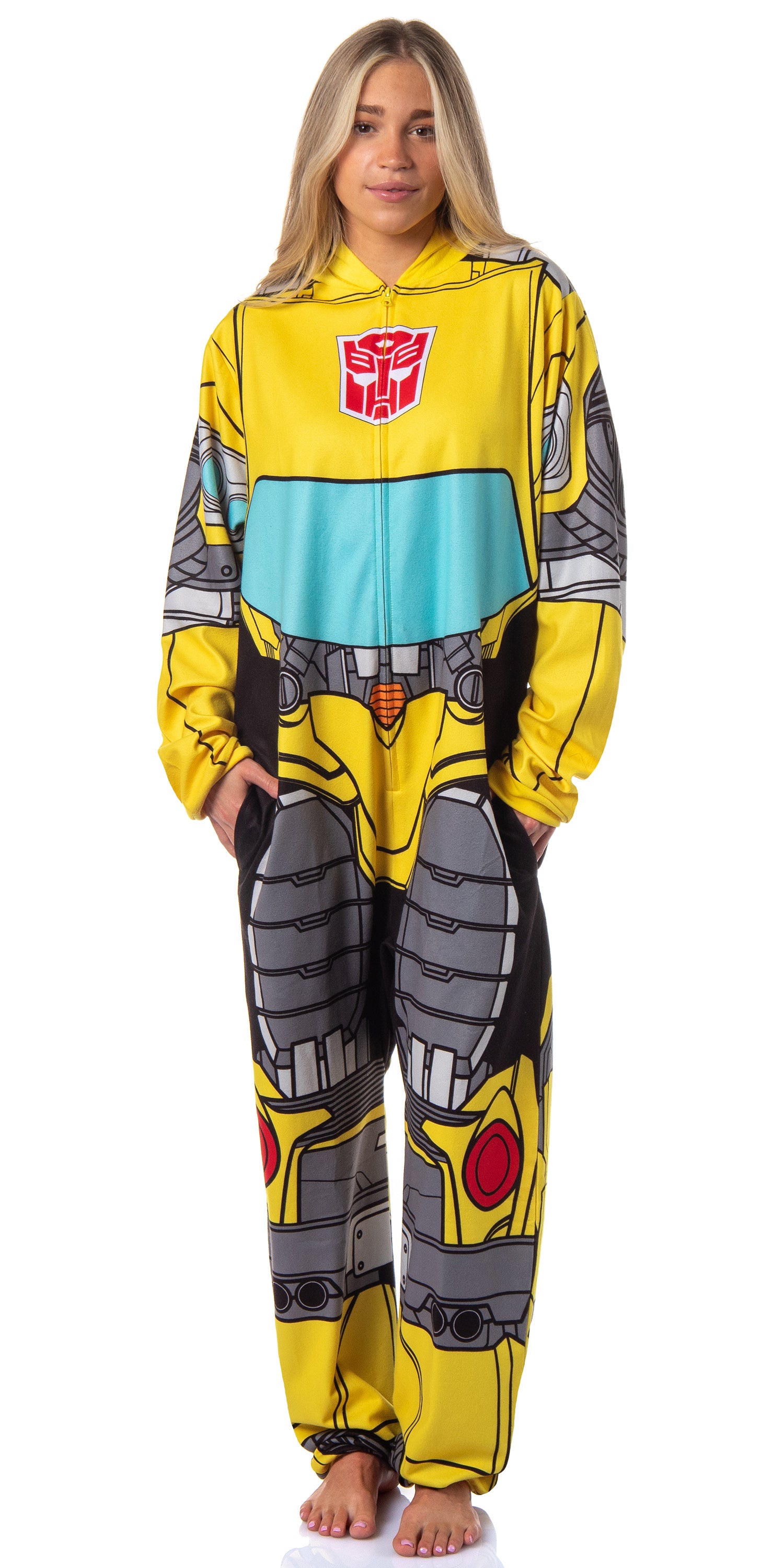 Transformers Men's Retro Character Union Suit One Piece Costume Pajama Outfit Optimus Prime Bumblebee