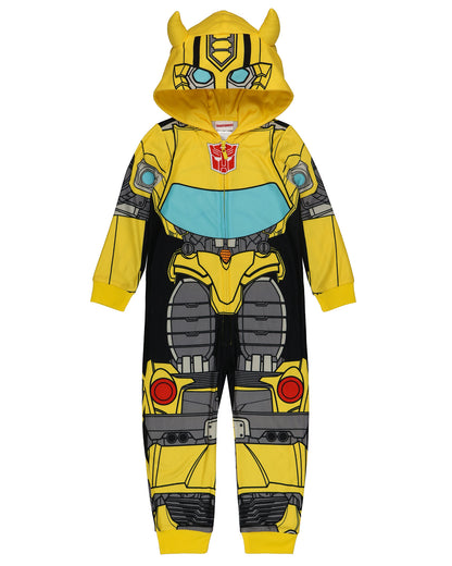 Transformers Union Suit Toddler Boys' Footless Hooded Pajama (Bumblebee, 3T)