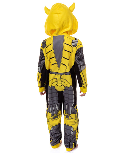 Transformers Union Suit Toddler Boys' Footless Hooded Pajama (Bumblebee, 2T)