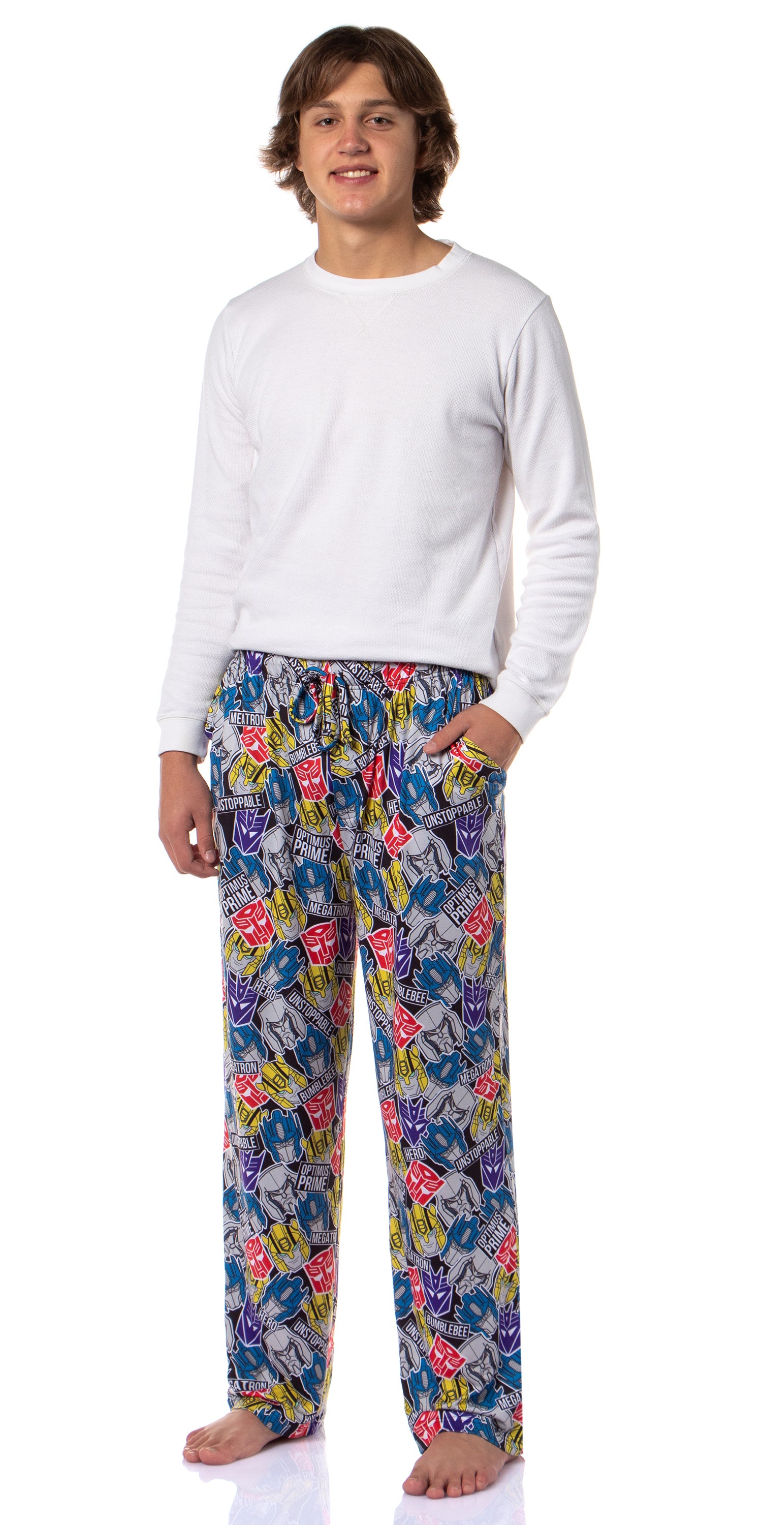 Transformers Men's Tossed Print Autobots Adult Sleep Lounge Pajama Pants (Small)