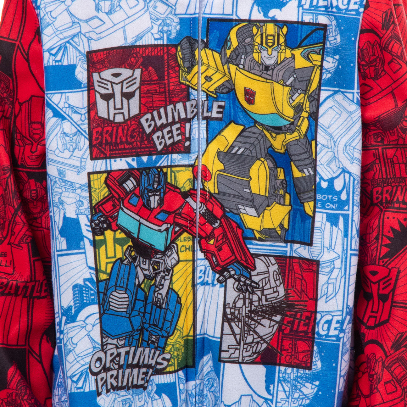 Transformers Pajamas Boys' Battle On Zip Front Fleece Footless Sleeper