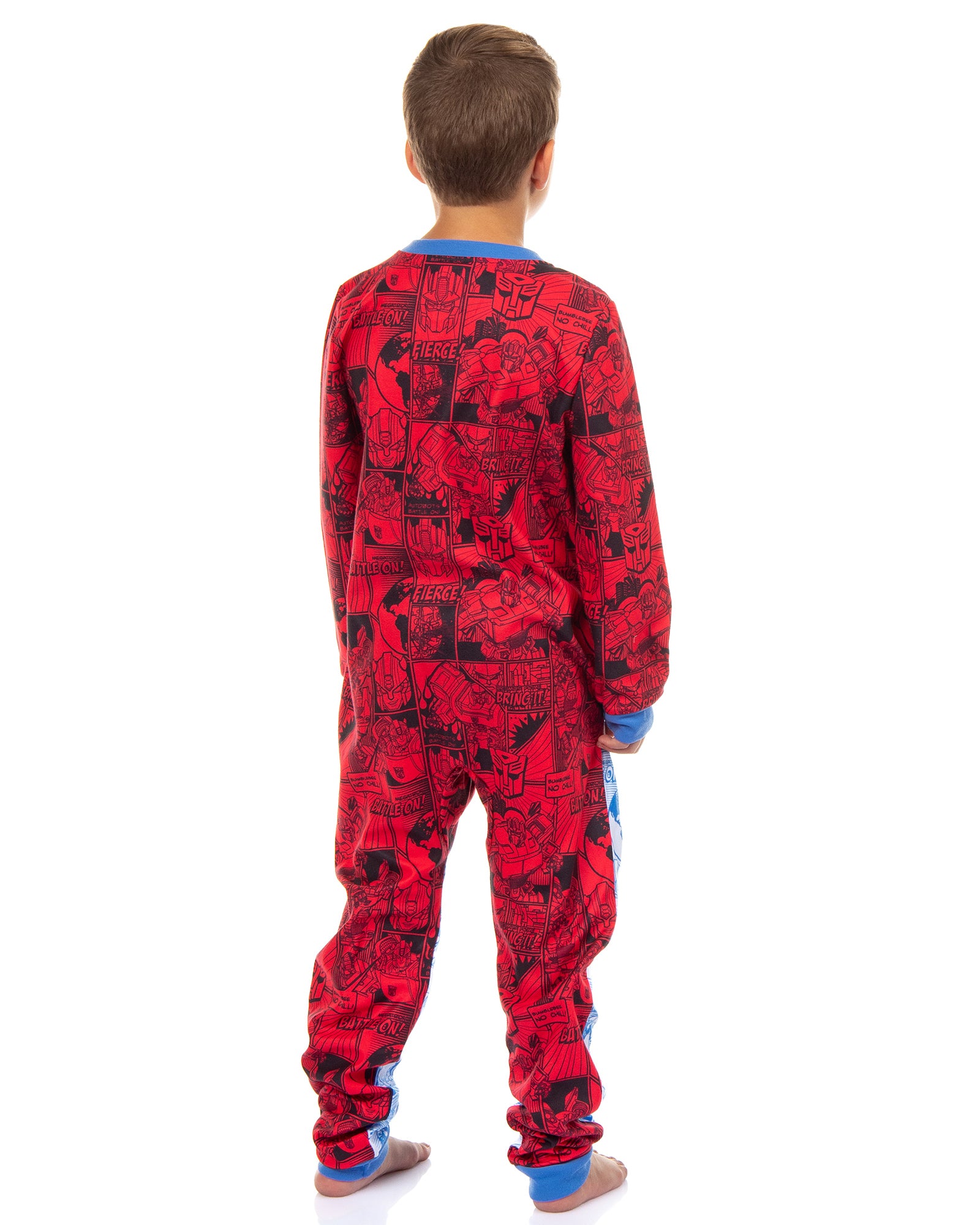 Transformers Pajamas Boys' Battle On Zip Front Fleece Footless Sleeper