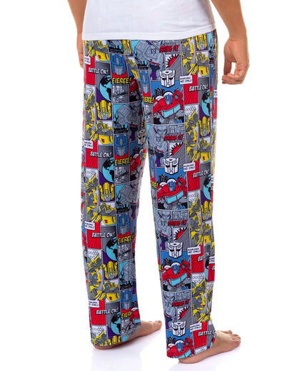 Transformers Men's Pajama Pants Comic Strip Battle On Sleep Lounge Bottoms