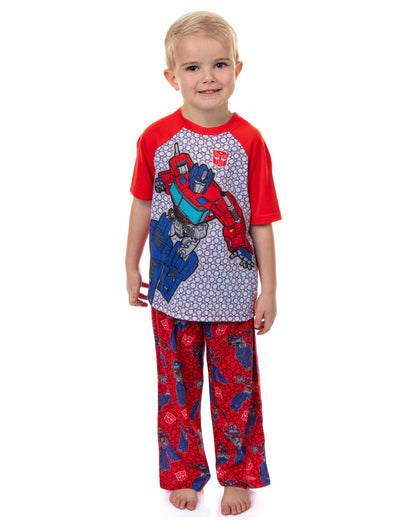 Transformers Pajamas Toddler Boys' Short Sleeve and Pant PJ Set (Optimus, 3T)