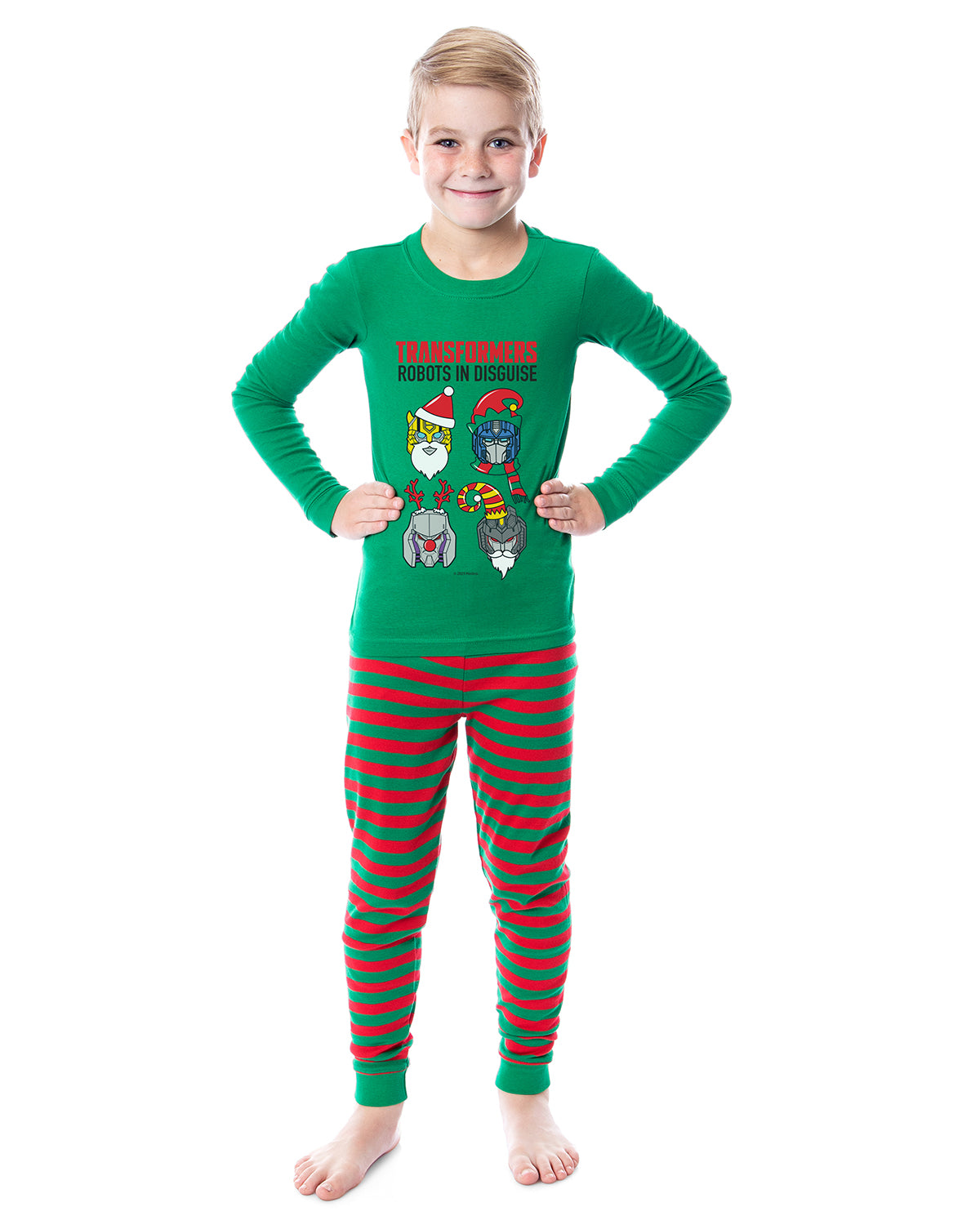 Transformers Boys' Christmas Robots In Disguise Striped Pajama Set