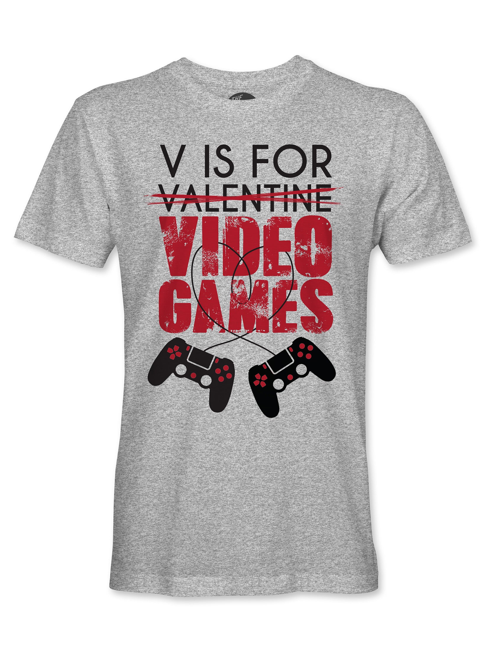 Men's V is For Video Games Shirt Funny Saying Gamer Valentine's Day Soft Style Ring Spun T-Shirt Tee