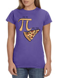 My Pi Vs. His Pie Pizza Women's Funny Math Teacher's Shirt Mathematics Pi Day Ring-Spun Fabric T-Shirt Tee