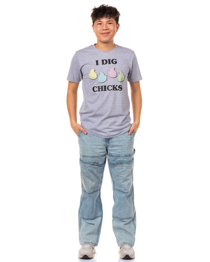 I Dig Chicks Shirt Funny Saying For Guys Easter Candy Adult Ring-Spun Fabric T-Shirt Tee