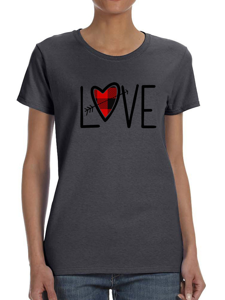 INTIMO Womens' Love Plaid Heart Arrow Crewneck Shirt