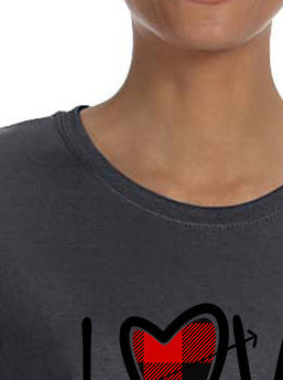 INTIMO Womens' Love Plaid Heart Arrow Crewneck Shirt
