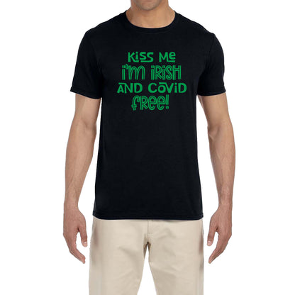 St. Patrick's Day Men's Shirt Kiss Me I'm Irish Covid Free! Saint Paddy's Tee