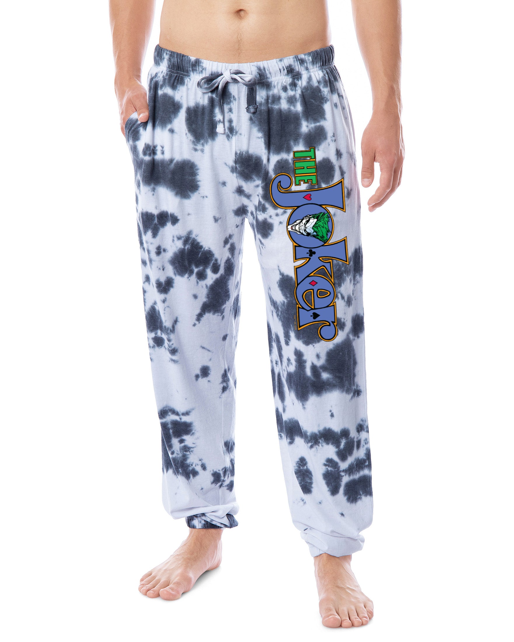 DC Comics Men's The Joker Logo Rock Tie-Dye Pajama Pants For Adults