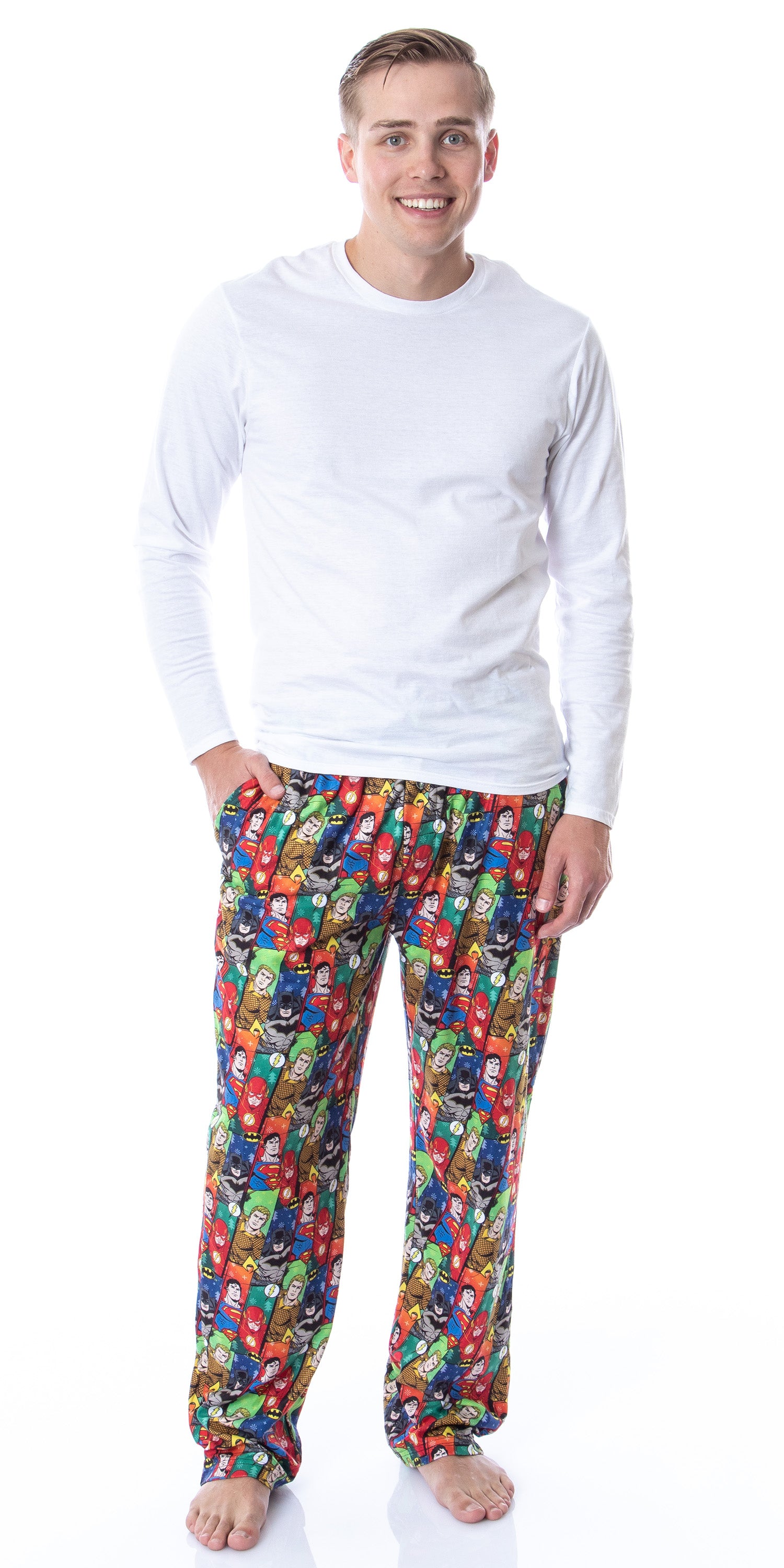 DC Comics Mens' Justice League Holiday Superhero Christmas Pajama Pants