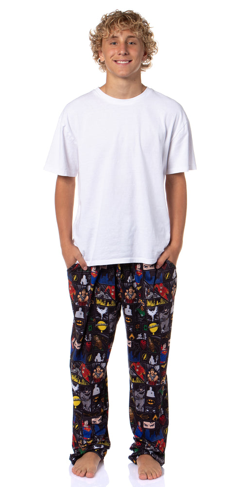 DC Comics Justice League Men's Superhero Superman Wonder Woman Batman Paneled Sleep Pajama Pants