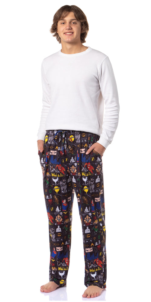 DC Comics Justice League Men's Superhero Superman Wonder Woman Batman Paneled Sleep Pajama Pants