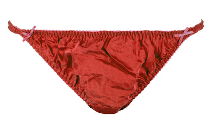 INTIMO Womens' Classic Silk String Bikini Underwear Panties (Cherry, L)