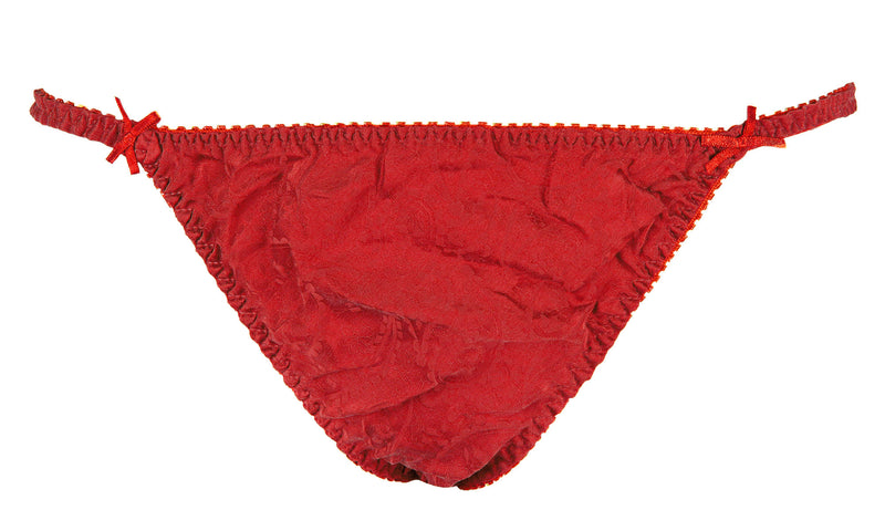 INTIMO Womens Classic Silk String Bikini (Paisley Red, Medium)